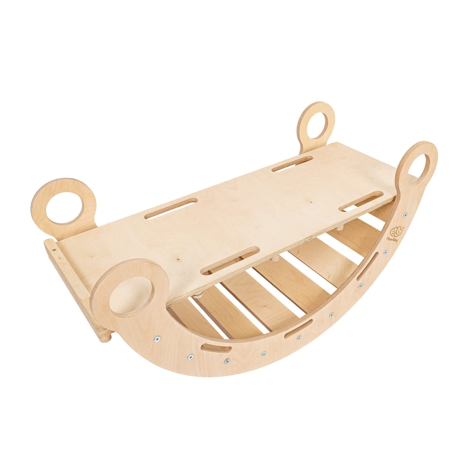 Meowbaby - Dream Rocker Naturalny - Drewniany Bujak Montessori dla Dzieci