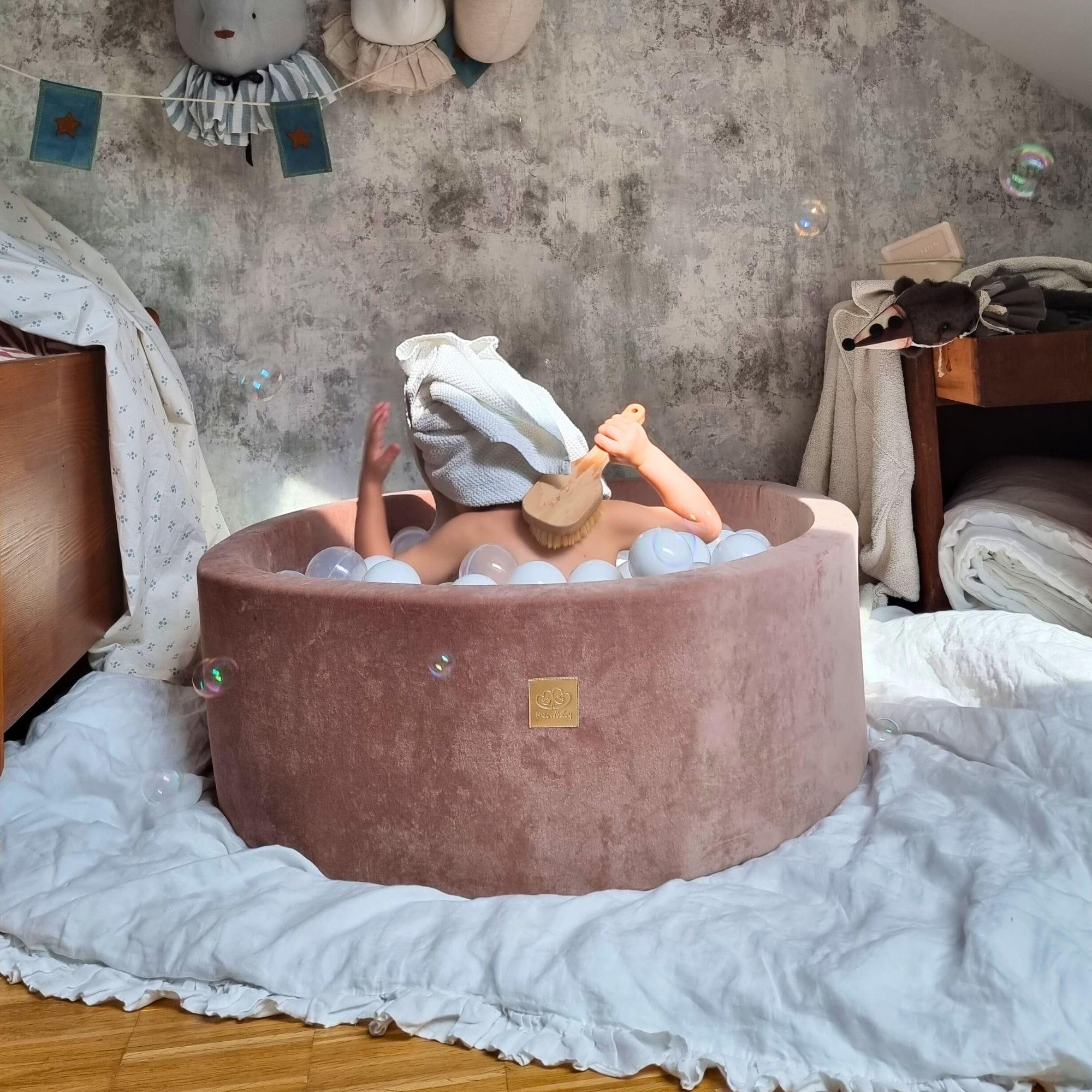 Meowbaby - Velvet Pudrowyróż - Basen z Kulkami dla Dzieci