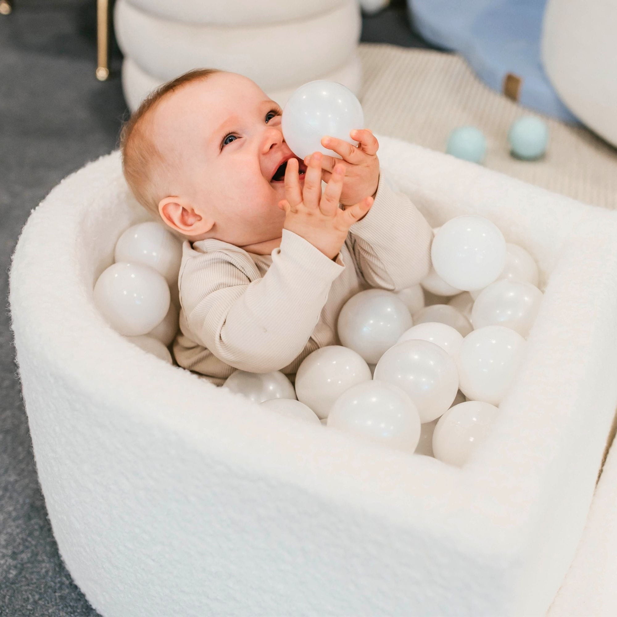 Meowbaby Boucle Różowy - Piankowy Plac Zabaw dla Dzieci | Z Małym Basenem z Kulkami