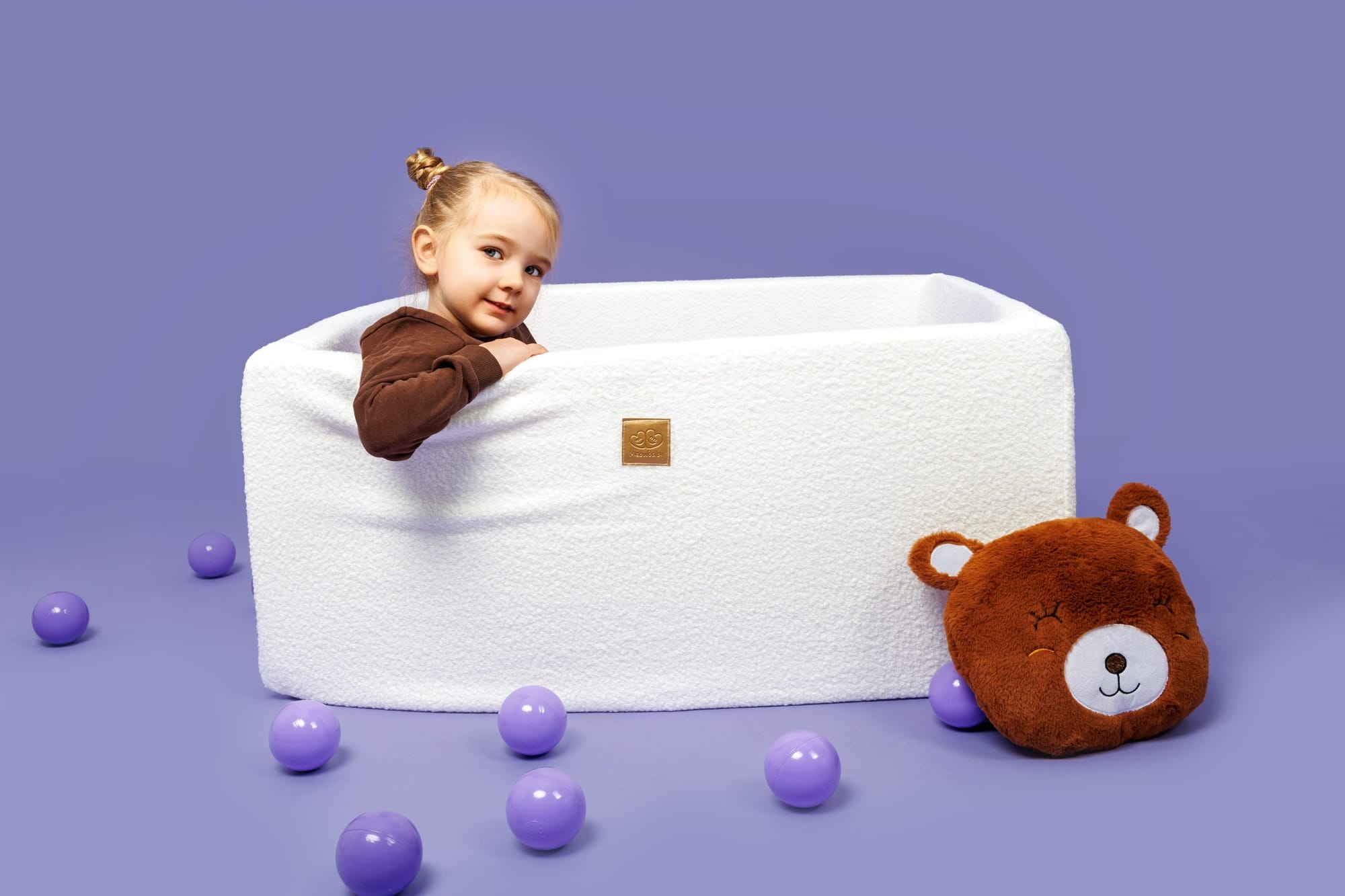 Meowbaby Boucle Suchy Basen Biały Kwadratowy