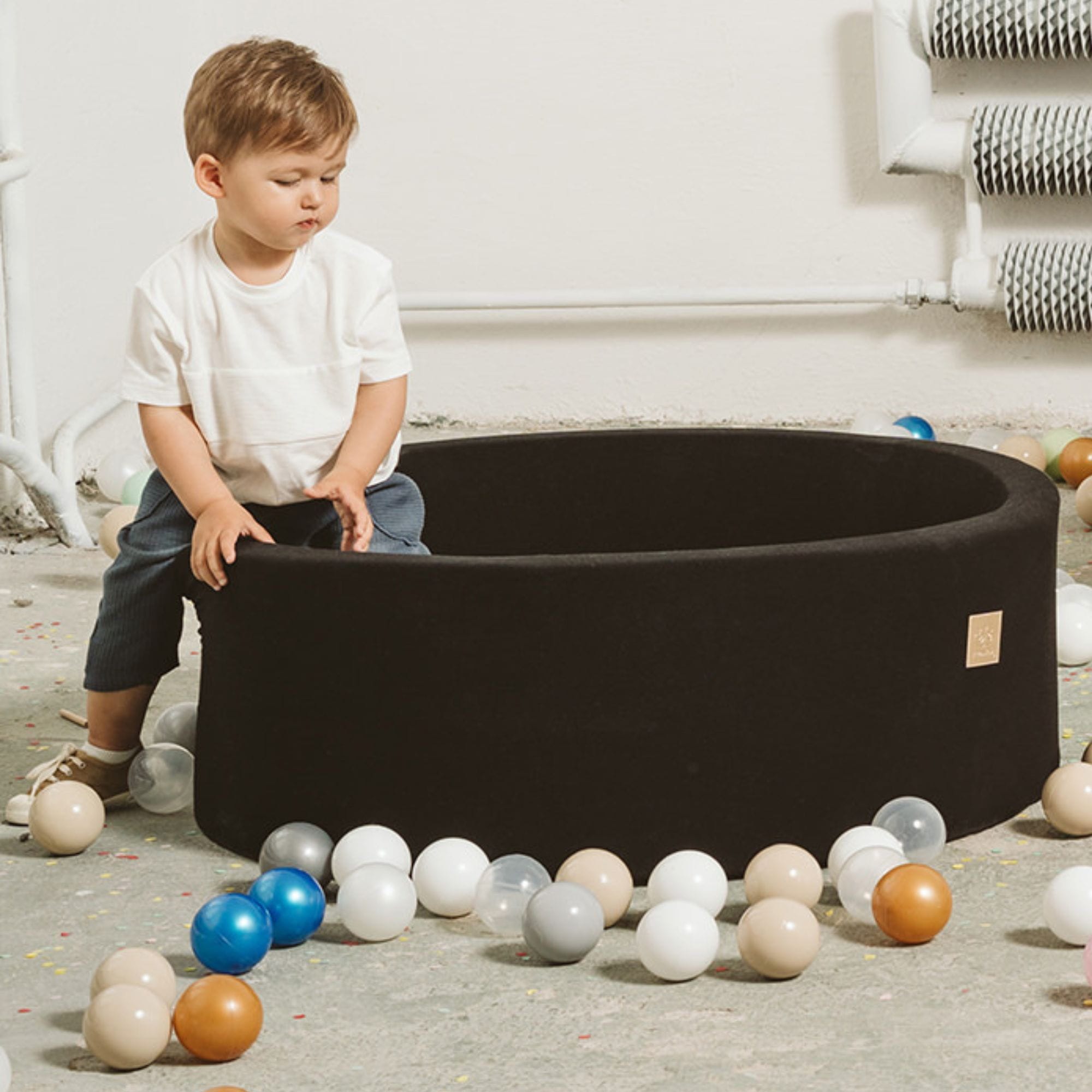 Meowbaby Cotton Czarny - Basen z Kulkami dla Dzieci | Piłki do Wyboru
