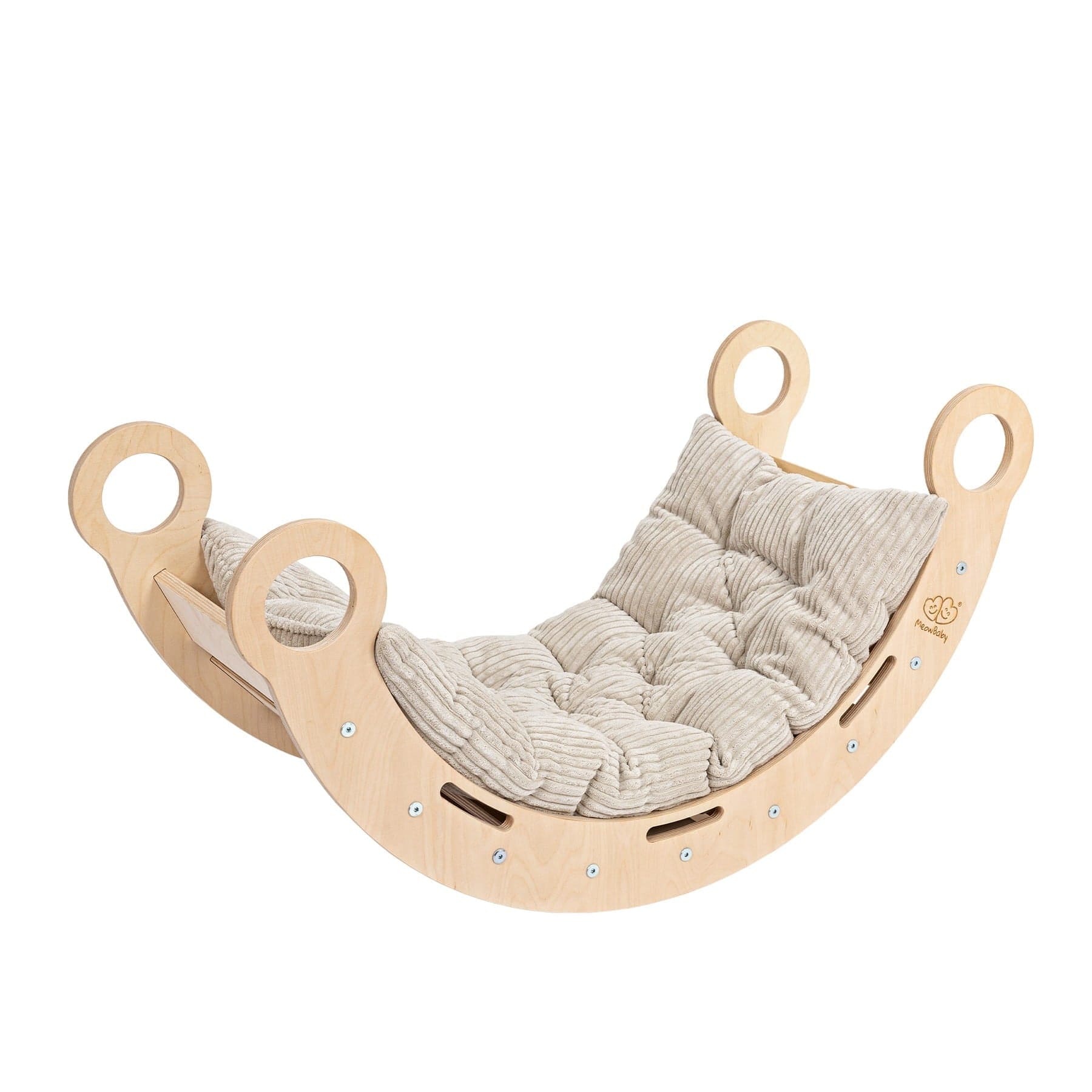 Meowbaby Dream Rocker Naturalny - Drewniany Bujak Montessori dla Dzieci