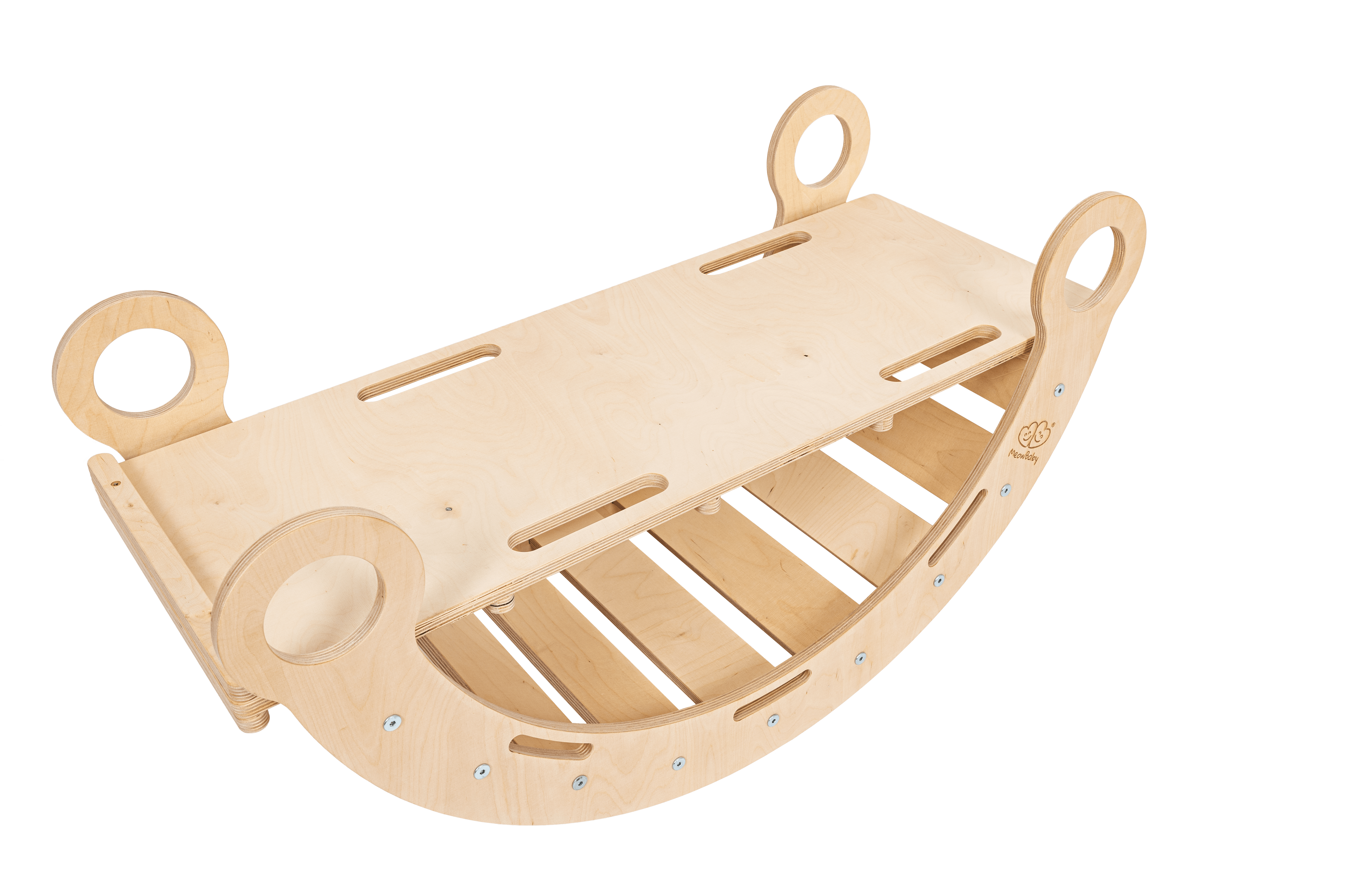 Meowbaby Dream Rocker Naturalny - Drewniany Bujak Montessori dla Dzieci