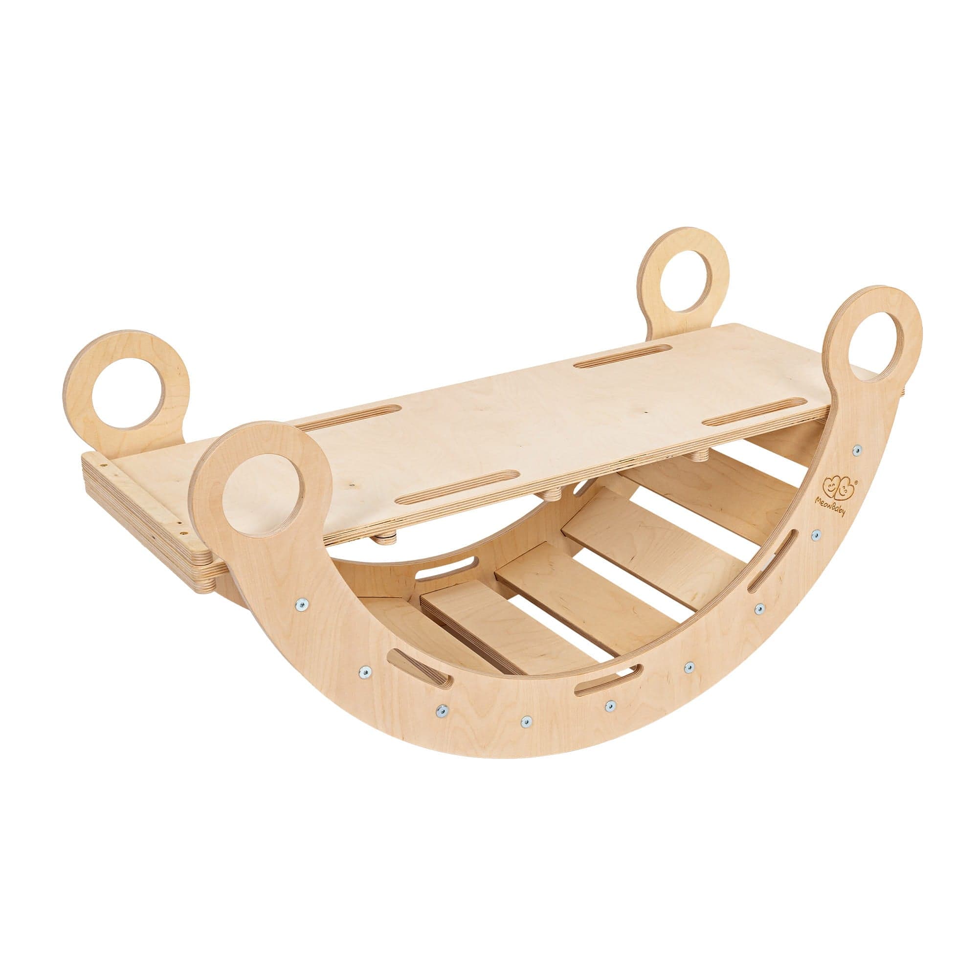 Meowbaby Dream Rocker Naturalny - Drewniany Bujak Montessori dla Dzieci