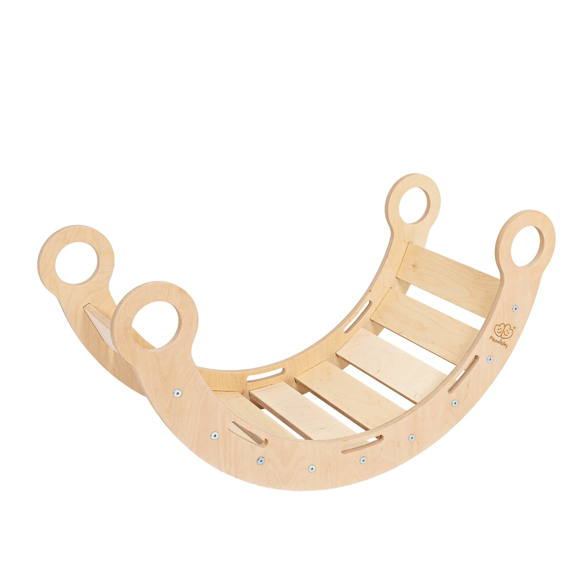 Meowbaby Dream Rocker Naturalny - Drewniany Bujak Montessori dla Dzieci