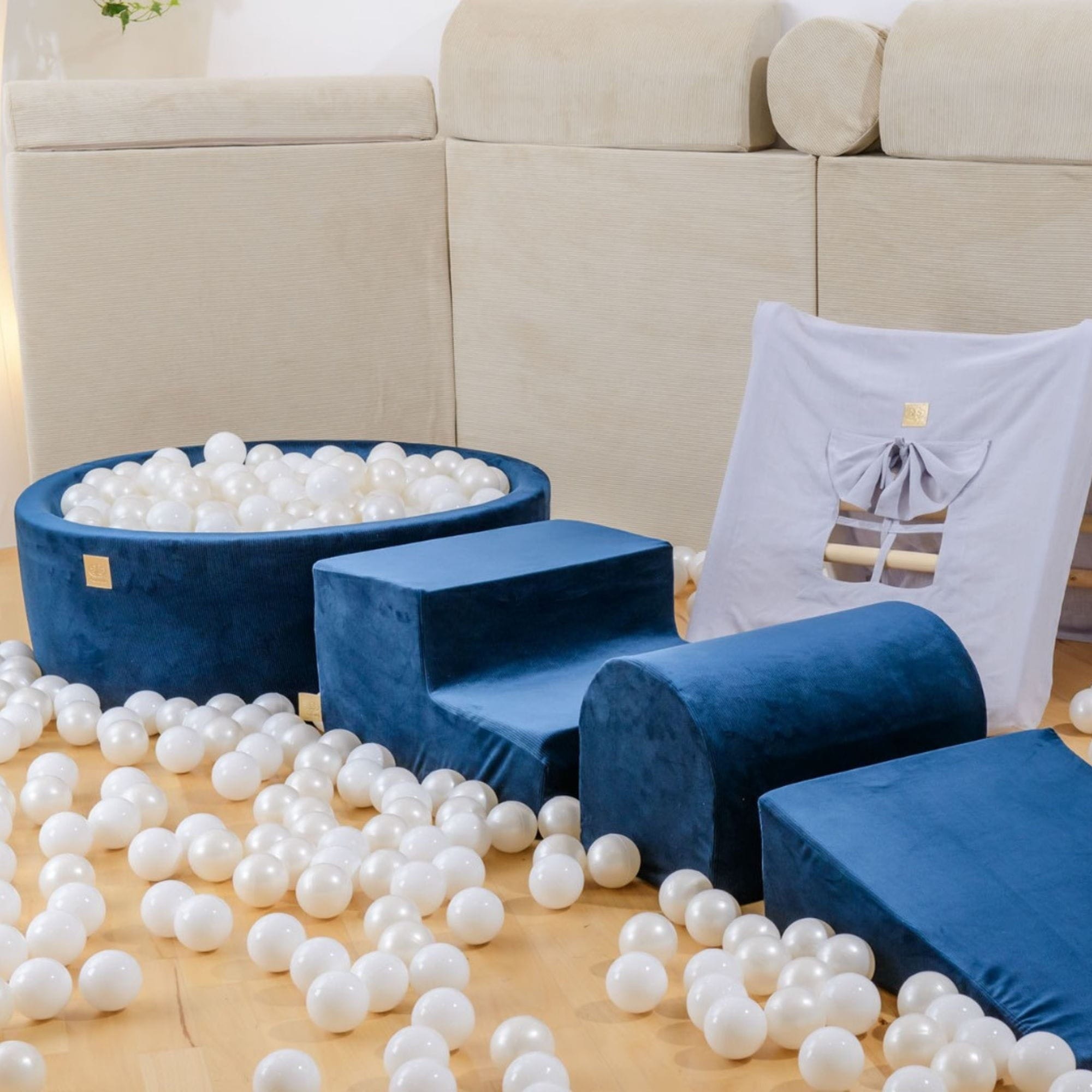 Meowbaby Velvet Beżowy - Piankowy Plac Zabaw dla Dzieci | Piłki do Wyboru