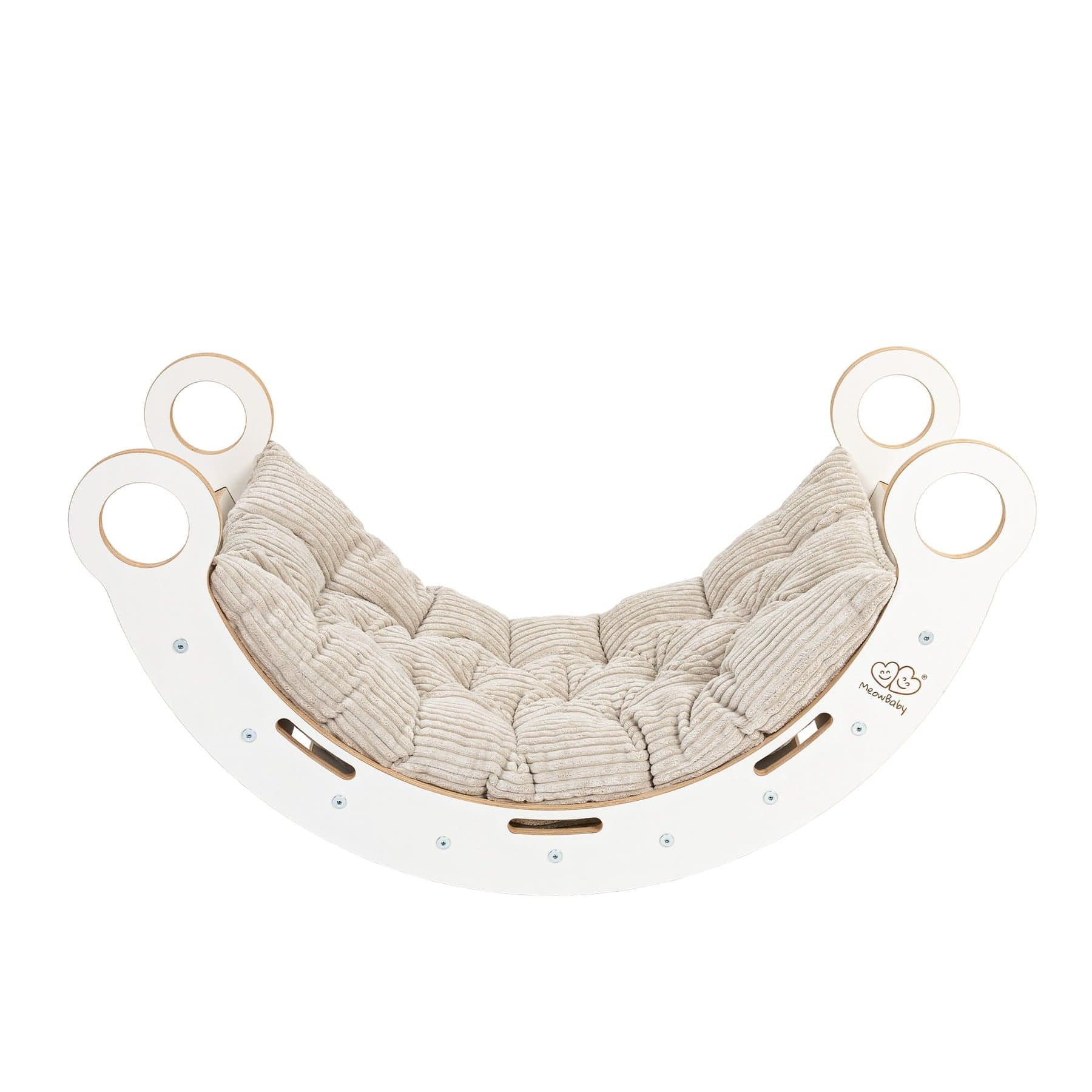 Meowbaby Dream Rocker Biały - Drewniany Bujak Montessori dla Dzieci