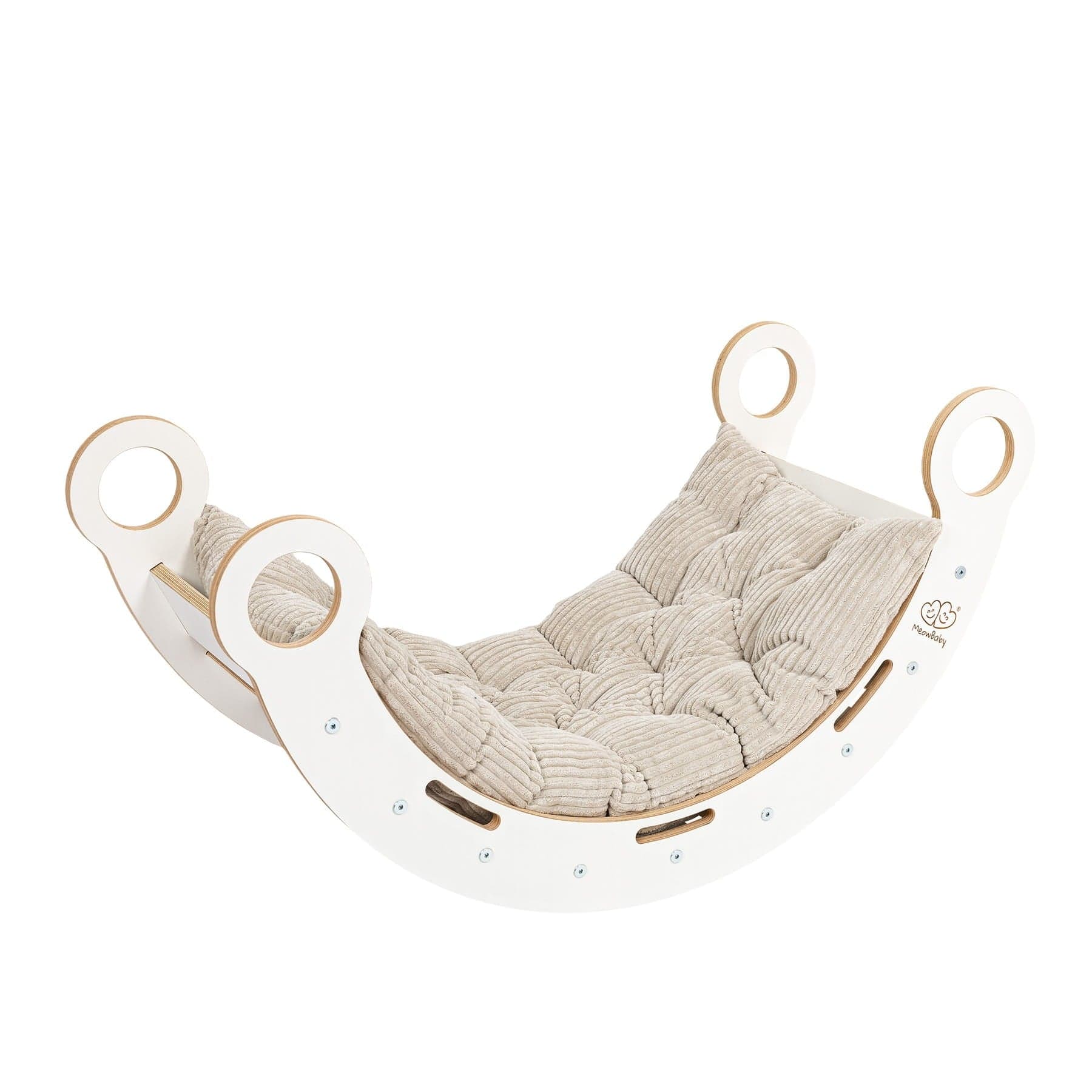 Meowbaby Dream Rocker Biały - Drewniany Bujak Montessori dla Dzieci