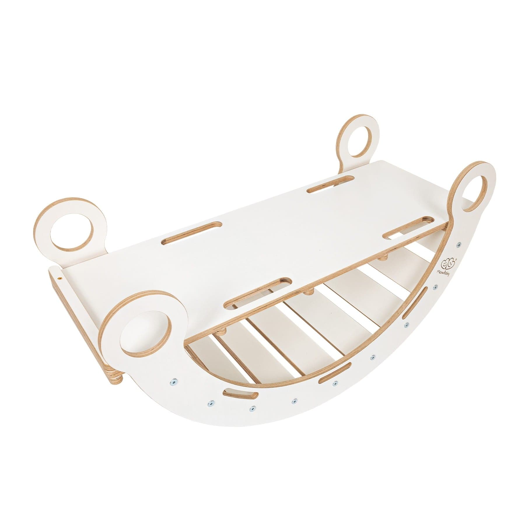 Meowbaby Dream Rocker Biały - Drewniany Bujak Montessori dla Dzieci