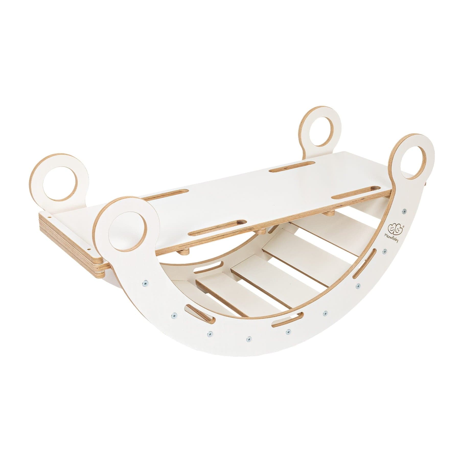 Meowbaby Dream Rocker Biały - Drewniany Bujak Montessori dla Dzieci