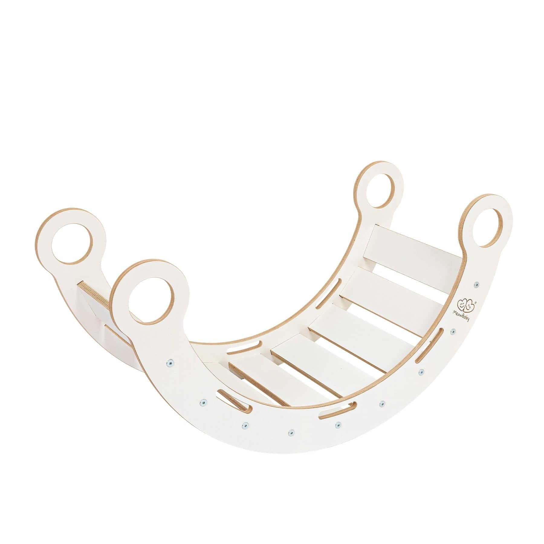 Meowbaby Dream Rocker Biały - Drewniany Bujak Montessori dla Dzieci