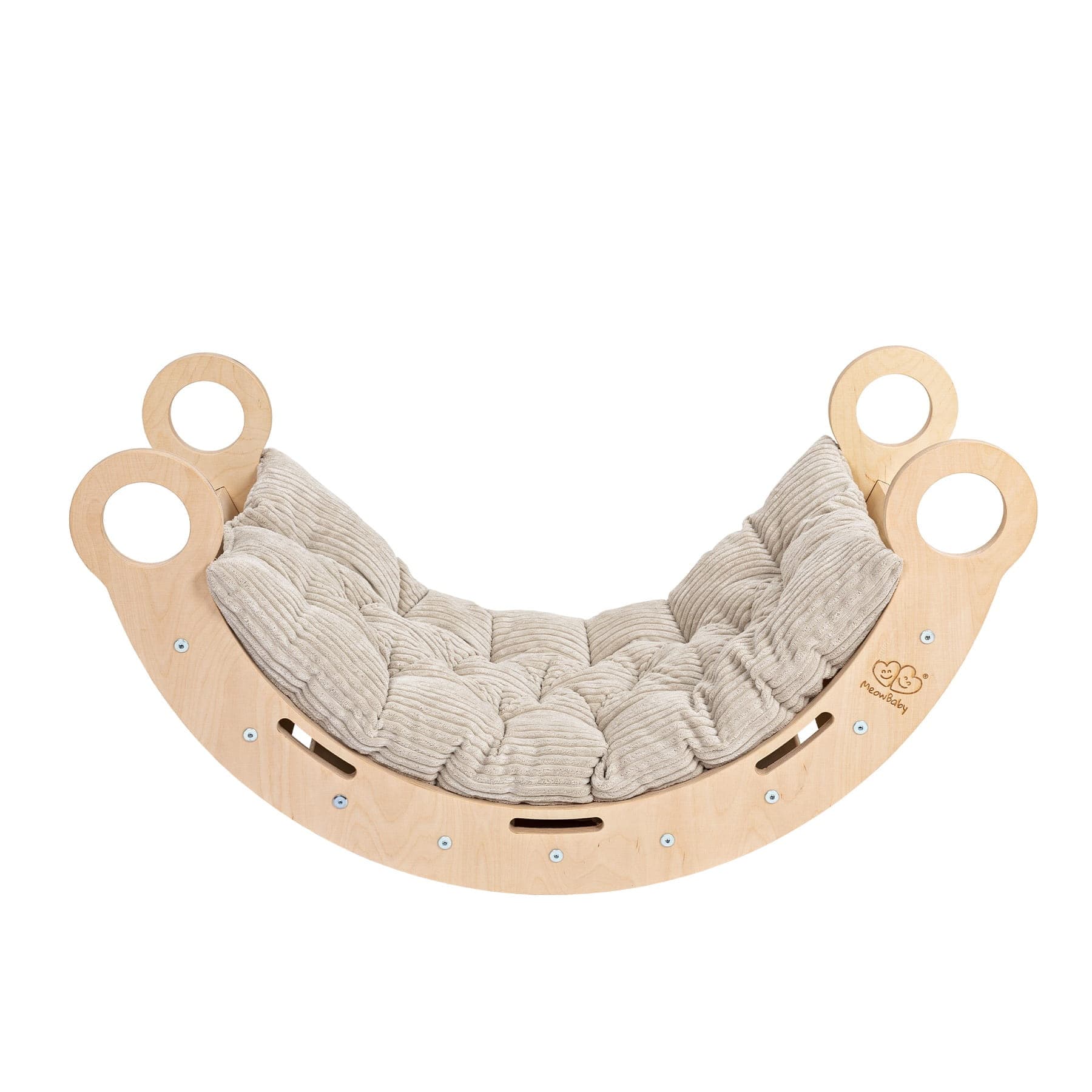 Meowbaby Dream Rocker Naturalny - Drewniany Bujak Montessori dla Dzieci